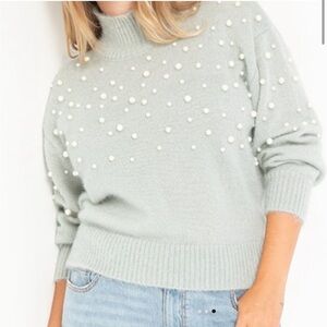 Eloquii Sage Pearl Embellished Sweater size 22/24
